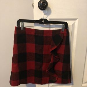 J Crew Buffalo Plaid Ruffle Skirt